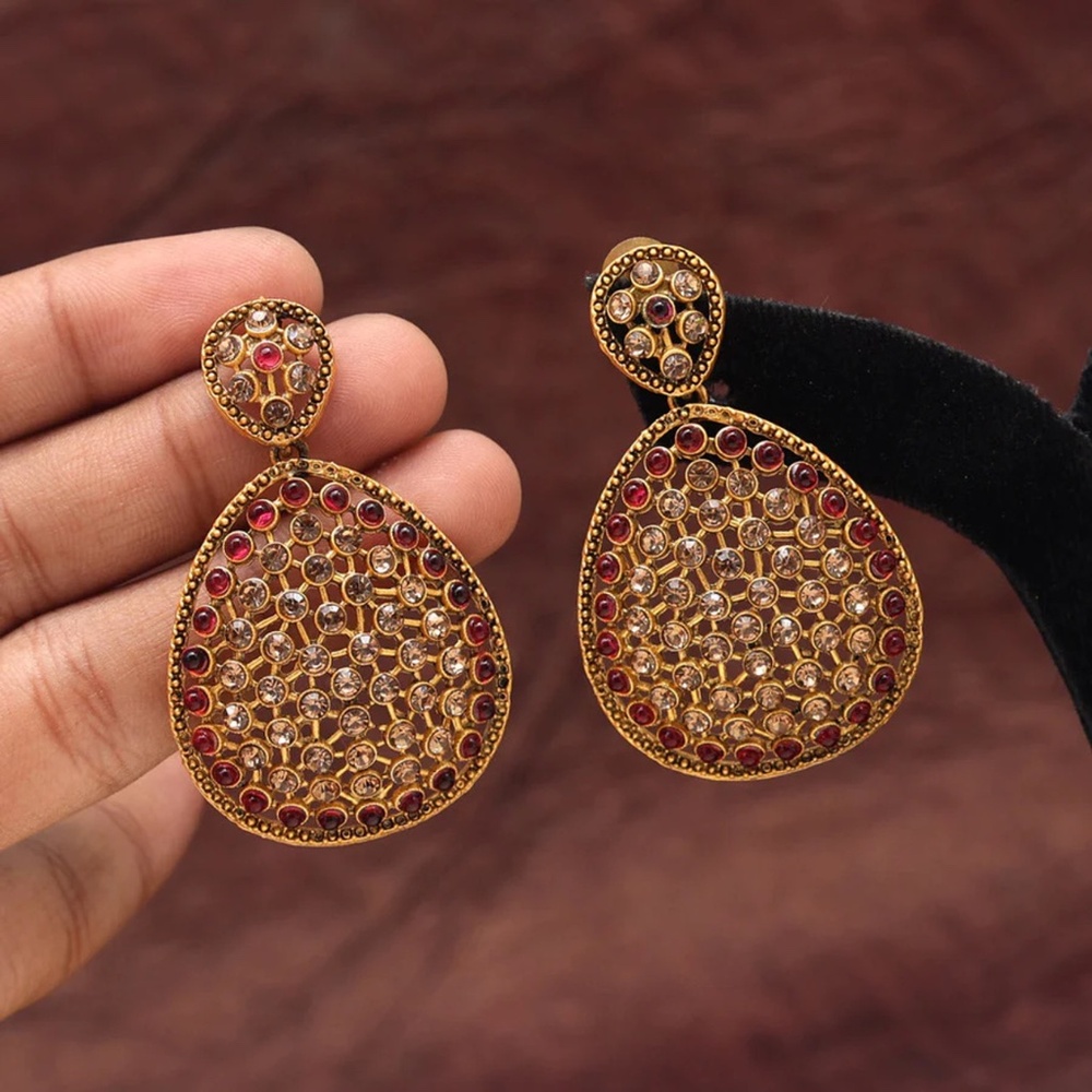 Rani (Pink) Color Matte Gold Earrings